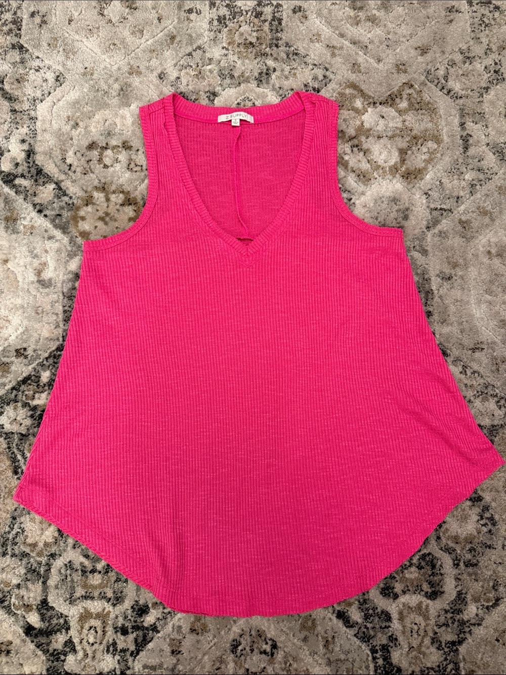 Z Supply Ribbed V-Neck Tank Top Pink